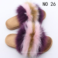 SCTX08 comfortable nonslip fur slide colorful women fluffy slippers